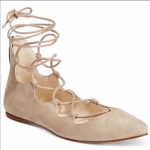 Lace up Suede ballerina flats